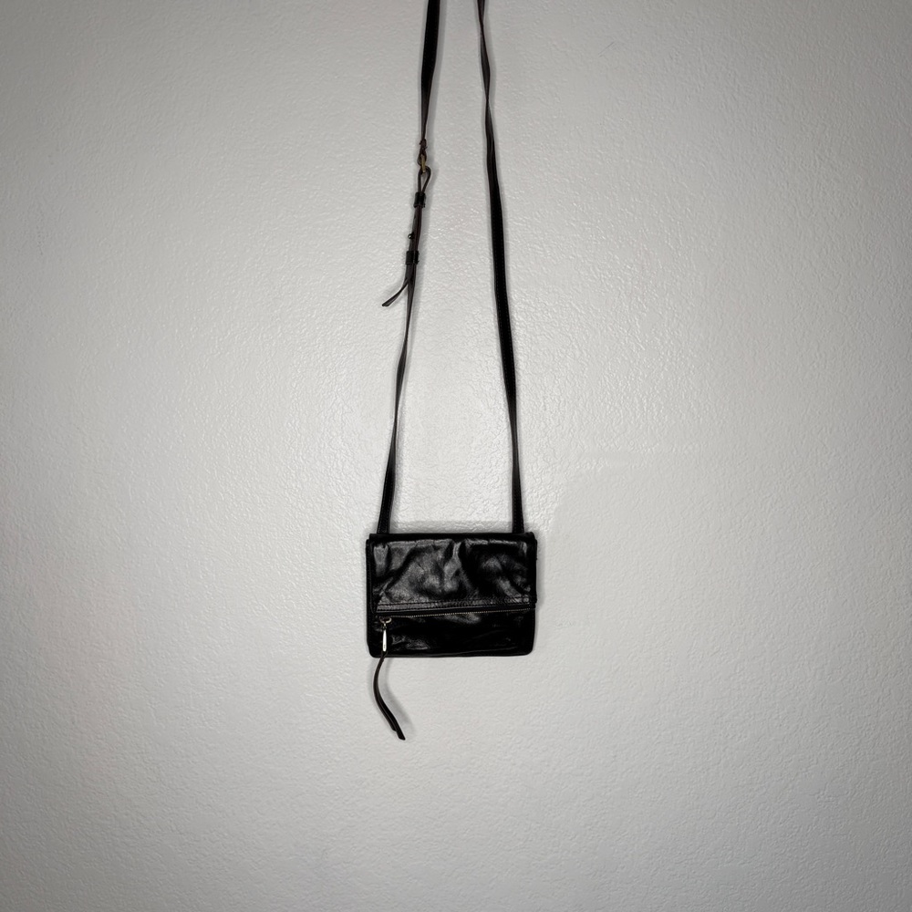 Hobo Glade Crossbody Black Leather Adjustable Strap Multi Pocket Bag - Picture 2 of 16